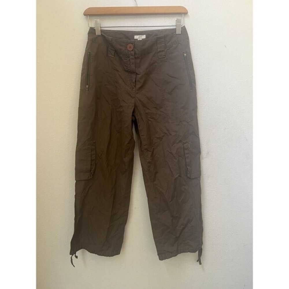 J JILL SOLID BROWN Casual Cargo CAPRI PANTS SIZE 2